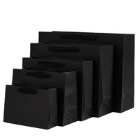Sac fourre-tout noir en papier kraft écologique laminé et imperméable pour cadeaux, emballage commercial, vêtements et exposition en gros