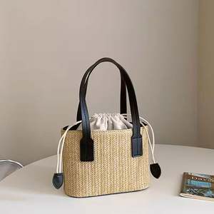 Women's 2024 Spring Woven Handheld <b>Tote</b> <b>Bag</b> Single Strap Portable Crossbody Vacation <b>Bag</b> with Polyester Lining - Product Image 5