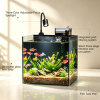Ensemble d'aquarium de bureau tout-en-un en gros, aquarium personnalisable directement de l'usine avec filtre, éclairage LED et couvercle pour commandes en gros