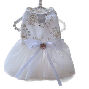 White Tulle Dress <b>For</b> Dogs And <b>Cats</b> Princess Cut Skirt With Bow Decorative Pet <b>Clothes</b> Starlight Wedding Dress Style - Product Image 5