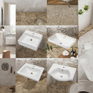 Vasque de salle de bain rectangulaire en porcelaine au design moderne, à poser sur meuble, avec robinet monotrou, facile à nettoyer - Product Image 3
