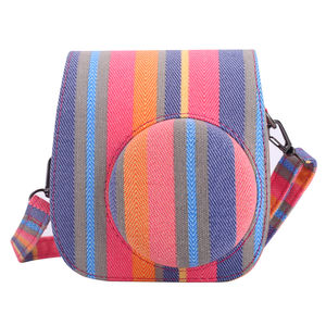 Funda para cámara Fuji <span class=keywords><strong>instax</strong></span> <span class=keywords><strong>mini</strong></span> 12/11/8/<span class=keywords><strong>9</strong></span> Rainbow Stripes, bolso de cuero PU con bolsillo y correa de hombro ajustable - Product Image 1
