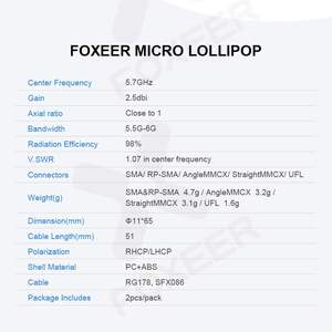 FOXEER Super Mini 5.8G 2.3dBi Lollipop FPV Antenne RHCP UFL pour RC Drone FPV Quadcopeter Multicopter TX/RX (65mm) - Product Image 5