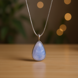 Collar con Colgante de Lágrima para Mujer Hijunmi, Piedra de Aguamarina Azul, Cadena de Serpiente Plateada de 16 Pulgadas con Extensor, Joyería de Regalo - Product Image 2