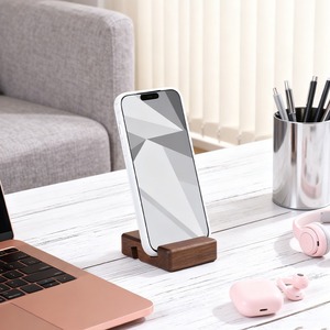 Soporte para Teléfono de Madera de Nogal con Doble Ranura, Soporte de Escritorio Portátil Universal para Teléfono Móvil - Product Image 4