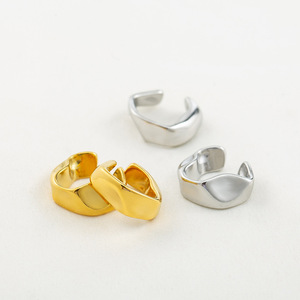 yunnique Geometric <b>Cuff</b> <b>Earrings</b> Gold And Steel Adjustable Ear Bone Clips For Unisex Fashion Jewelry - Product Image 1