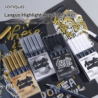 Marqueurs monochromes Languo blanc, noir, or métallisé, argent, haute capacité, imperméables, contrôle intelligent de l'encre, marqueur acrylique à flux direct