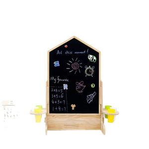 Tableau de dessin en bois pour enfants, tableau blanc magnétique réversible, tableau noir pour enfants de 3 à 6 ans, jouet éducatif sur pied - Product Image 5
