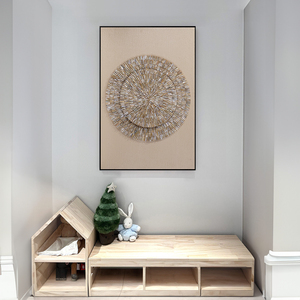 Art mural animalier de luxe en mosaïque de nacre, <span class=keywords><strong>peinture</strong></span> sur toile texturée 3D circulaire, œuvre décorative classique pour salon et véranda - Product Image 5