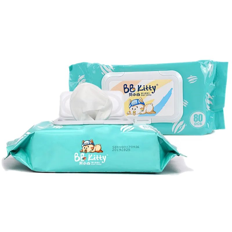 BB Kitty sıcak satış 100% su bazlı toptan bebek ıslak mendiller tek kullanımlık fabrika fiyat temizleme özel sıhhi ıslak mendiller