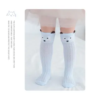Meias de algodão para bebês, meias de malha com desenho de verão para cima do joelho, meias fofas com logotipo personalizado para bebês