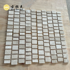 Современная Бежевая мраморная мозаика из натурального камня толщиной 10 мм грубая огранка для декора интерьера стены паркет для отелей Графический дизайн - Product Image 1