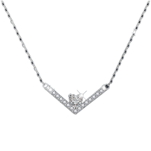 Collar de Letra V con Moissanita de Alta Calidad, Color D, 1 Quilate, Chapado en Rodio, Corte Brillante, para Mujer, Plata de Ley 925 - Product Image 4