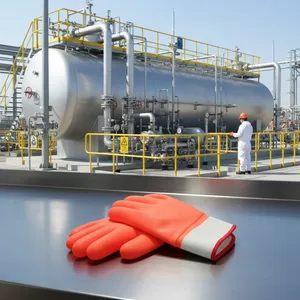 Gants de travail de sécurité imperméables en PVC enduit pour la construction et l'industrie, sans latex et sans silicone - Product Image 1