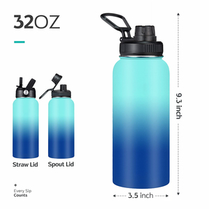 Gourde isotherme personnalisée avec logo, 32 oz, double paroi, large ouverture, en acier inoxydable, pour le <span class=keywords><strong>sport</strong></span> - Product Image 2