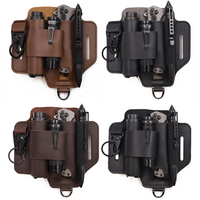Étui en cuir pour outils tactiques EDC d'extérieur, rangement portable pour lampe de poche de survie, sac banane 1L, accessoires de camping pour couteau