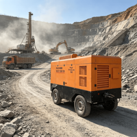 Compresseur d'air mobile diesel à vis 550/13 monté sur remorque, 13 bars, 132 kW, pour forage DTH, sablage et construction routière