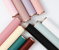 Papier d'emballage pour fleurs en plastique imperméable de luxe, imprimé avec des bords dorés, épaisseur de 65 microns, emballage pour fleuristes