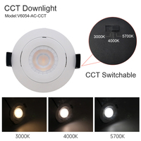 Spot encastré orientable sans cadre à bord étroit IP44 3CCT 60W 5W blanc chaud dimmable pour intérieur