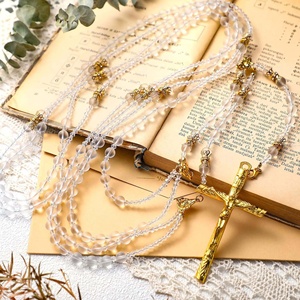 수제 종교 유리 구슬 웨딩 올가미 목걸이 110cm 신부와 신랑을위한 다기능 결혼식 묵주 선물 - Product Image 4