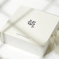 Boîte cosmétique haut de gamme faite à la main avec impression UV rigide pour ensemble d'essences, liquides, lotions, huiles de massage, masques faciaux, couleurs assorties et éponge