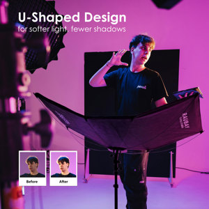 Réflecteur incurvé à ouverture rapide RAUBAY, réflecteur de lumière en forme de U avec diffuseur photo de 48 po x 26 po - Product Image 2