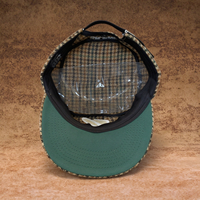 Casquette Pillbox Pied-de-Poule Personnalisée Broderie Point de Chaînette Visière Plate Mélange de Laine Sangle en Cuir Réglable Boucle Métallique Unisexe