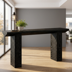 Long <b>Black</b> Wooden <b>Console</b> Table for Sofa or Entryway - Product Image 3