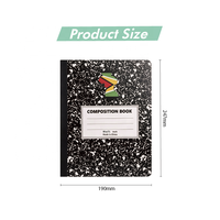 Cuaderno de composición COLORFLY con textura de mármol personalizada, estampado de mapa y bandera de país, encuadernación cosida, cuaderno escolar de rayas anchas