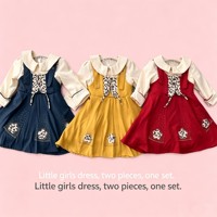 Ensemble 2 pièces pour petites filles YQ279 à 4,35 dollars, robe à volants en dentelle avec pantalon, vêtements décontractés pour enfants, tenue de fête pour enfants