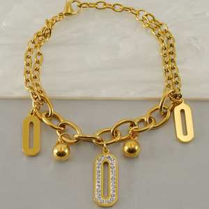 Europäische und Amerikanische Mode Personalisiertes Edelstahl Geometrisches Diamantbesetztes Armband Titan-Stahl 18k <span class=keywords><strong>Gold</strong></span> - Product Image 1