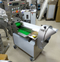 Machine de découpe de légumes à double tête automatique à bon prix coupe-légumes à deux têtes de type à bande transporteuse automatique à vendre