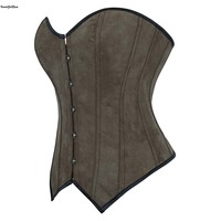 Haut corset gothique vert armée pour femme, taille XS-XL, 5 broches, bustier, décolleté en V profond, style OL, haut court