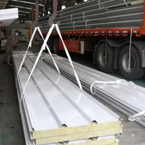 Vendita calda di 50mm di spessore in acciaio inox pannello Sandwich in lana di roccia Premium <span class=keywords><strong>materiale</strong></span> da costruzione per cella frigorifera officina Hotel - Product Image 1