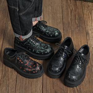 รองเท้าลำลองผู้ชาย ดีไซน์เนอร์คุณภาพสูง หนังแท้ลายแตก ทรง Derby หัวแหลม แบบผูกเชือก กันลื่น ระบายอากาศได้ดี น้ำหนักเบา - Product Image 5