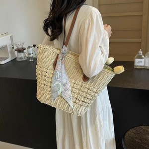 Women's Beach Paper Clutch Purse <strong>Wicker</strong> <strong>Bag</strong> Chains Tassel Zipper Closure Bohemian Vintage Summer Logo Colorful Retro - Product Image 1