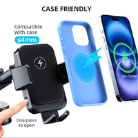 Support de téléphone pour voiture avec chargeur sans fil rapide Qi 15W, fixation automatique, rotation à 360°, ventouse pour tableau de bord et pare-brise, bras télescopique