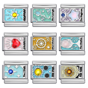 Serie de Tarot de acero inoxidable, accesorios colgantes de módulo italiano, cadena de correa de empalme elástica de goteo de soldadura DIY - Product Image 1