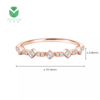 Cincin Berlian Menyala Pertunangan 18K CVD Cincin Berlian Lab Kecil Perhiasan Halus Cincin Berlian Tumbuh Lab HPHT untuk Wanita