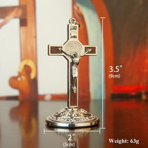 HT Kirchenlieferant Metall Jesus Gekreuzigung Tischkreuz katholisches Tischkreuz mit Ständer für Christi Gebete Jerusalem Heimdekoration - Product Image 3