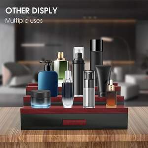 Organisateur de Cologne en Bois pour Hommes, Étagère de Présentation surélevée à 3 Niveaux avec Tiroir de Rangement pour l'Organisation des Parfums - Product Image 6