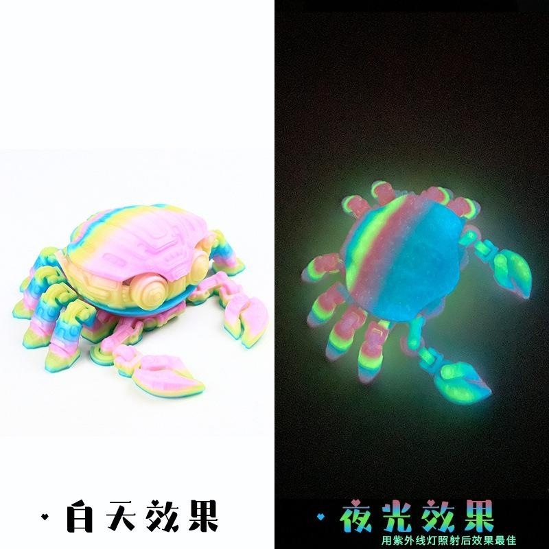 Crabe mécanique arc-en-ciel lumineux coloré de 14 cm