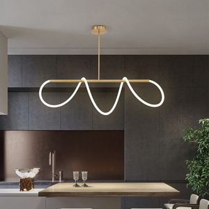 Apartamento Villa <span class=keywords><strong>cocina</strong></span> círculo <span class=keywords><strong>redondo</strong></span> trenzado lámpara colgante <span class=keywords><strong>fluorescente</strong></span> luz oro hierro regulable grande para sala de estar - Product Image 6