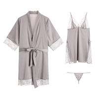 Setelan Tidur Wanita dengan Slip Nightdress, Thong, dan Sabuk Berenda, Pakaian Rumah Lembut Seksi untuk Wanita.