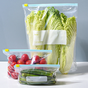 Wholesale 10Pcs Reusable Zipper <b>Bag</b> Stand up Zip Shut Plastic <b>Freezer</b> Fruit Vegetable Ziplock Kitchen Food Storage Organizer - Product Image 6