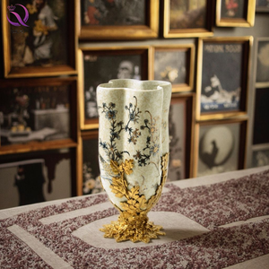 <strong>Yellow</strong> Porcelain Luxury Home Decoration Vase Set Reproduction Hand Made Antique Wholesale Ceramic Vase CLASSIC Painting <strong>Decor</strong> - Product Image 5