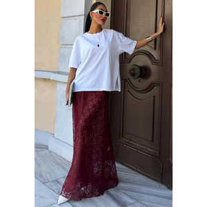 Jupe longue élégante en dentelle pour femme 4047, taille naturelle, en mousseline de soie fluide et douce, idéale pour le quotidien - Product Image 1