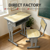 Ensemble table et chaise d'étude pour enfants réglables en hauteur WMB60-DLPN02, mobilier scolaire pour salle de classe
