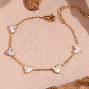 Saint Valentin 2024 Heart Shell Bracelet Gold Plated Jewelry Stainless Steel Couple Jewelry