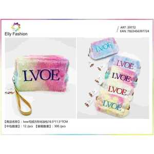 Borsa colorata per il trucco da viaggio in peluche con grande capacità eco-friendly e resistente ricamata per la fornitura all'ingrosso - Product Image 1